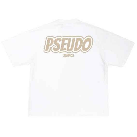 2. WHITE TEE - BEIGE LOGO